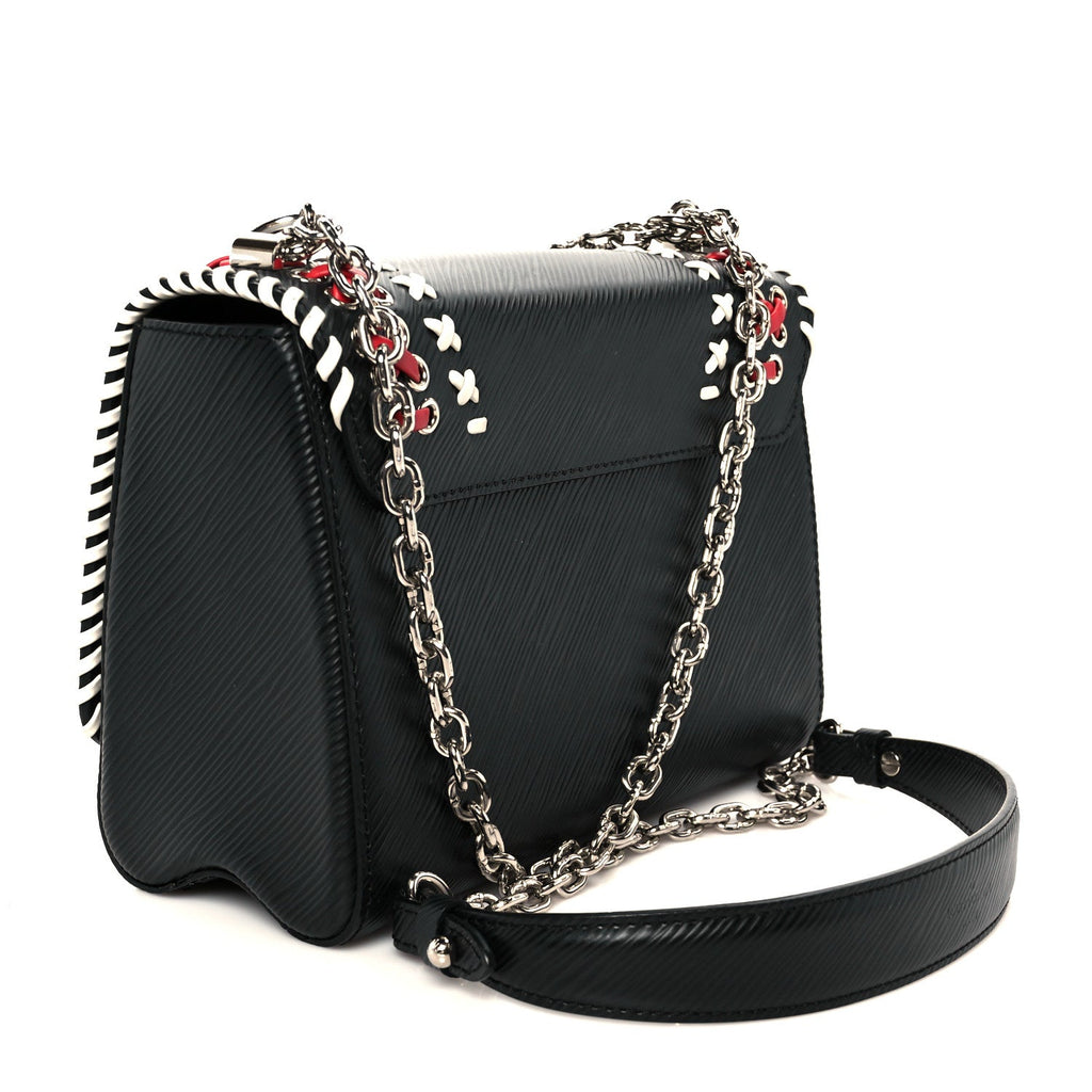 Epi Embroidered Twist Shoulder Bag MM  Black