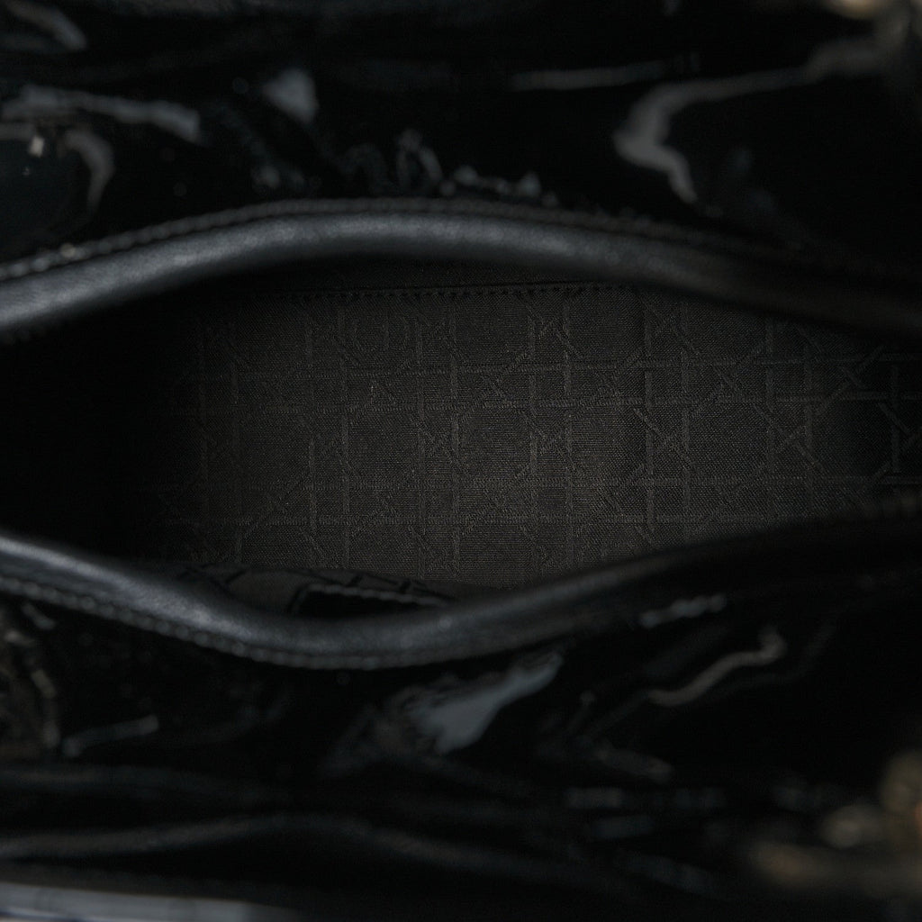 Patent Cannage Medium Lady Dior Black