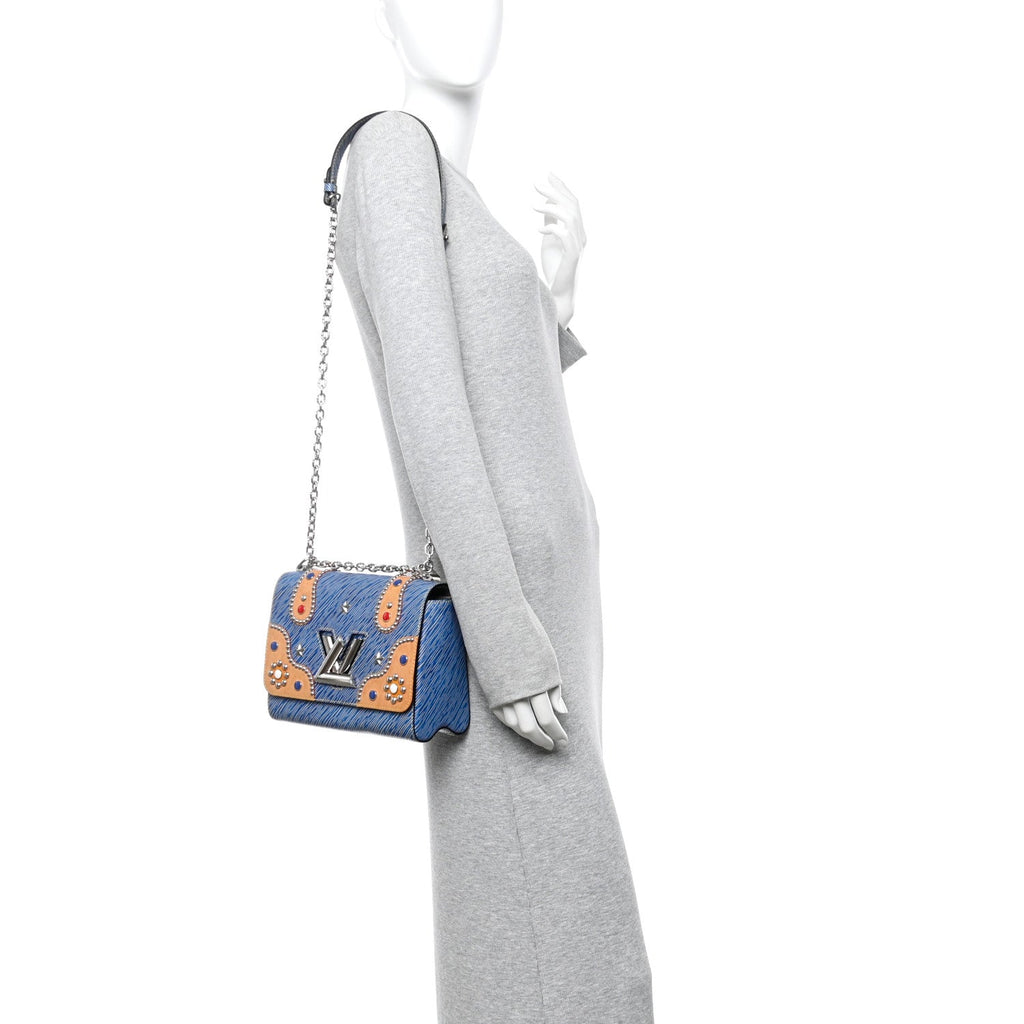 Epi Studded Twist Shoulder Bag MM Denim Light