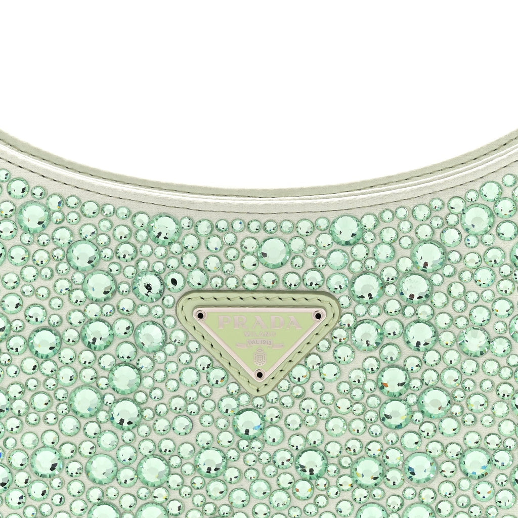 Satin Crystal Cleo Adjustable Strap Shoulder Bag Acqua