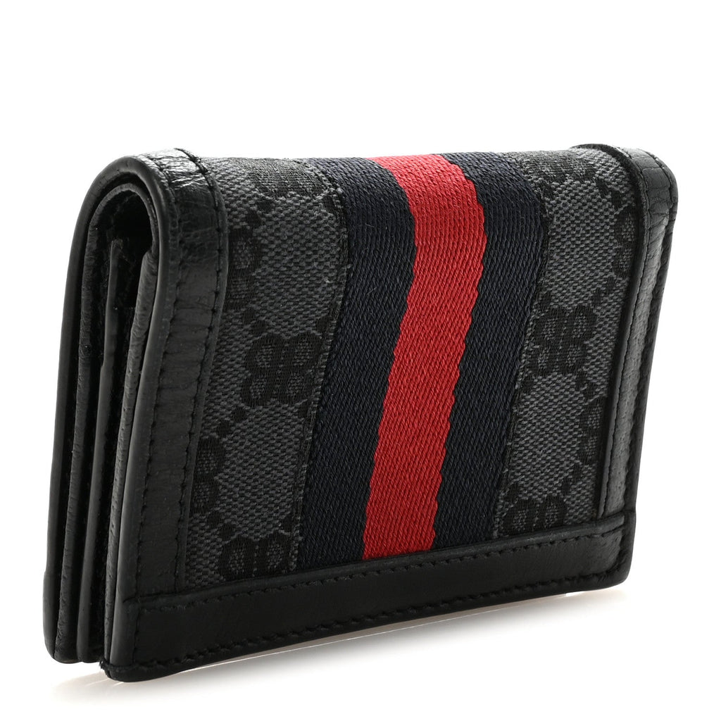 X BALENCIAGA BB Monogram Web Ophidia  Case Wallet Black