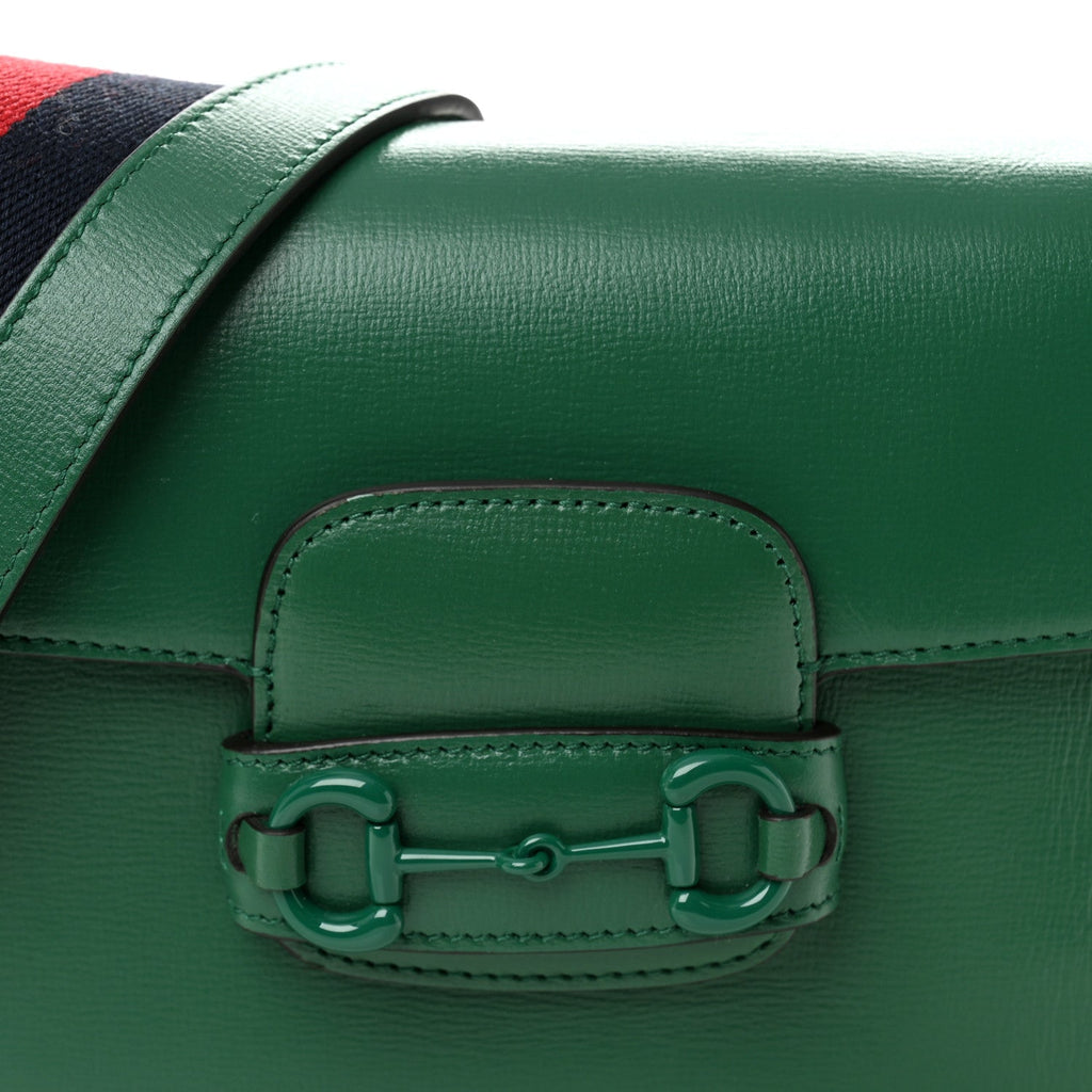 Azalea Calfskin Web Monochrome Horsebit 1955 Shoulder Bag Emerald