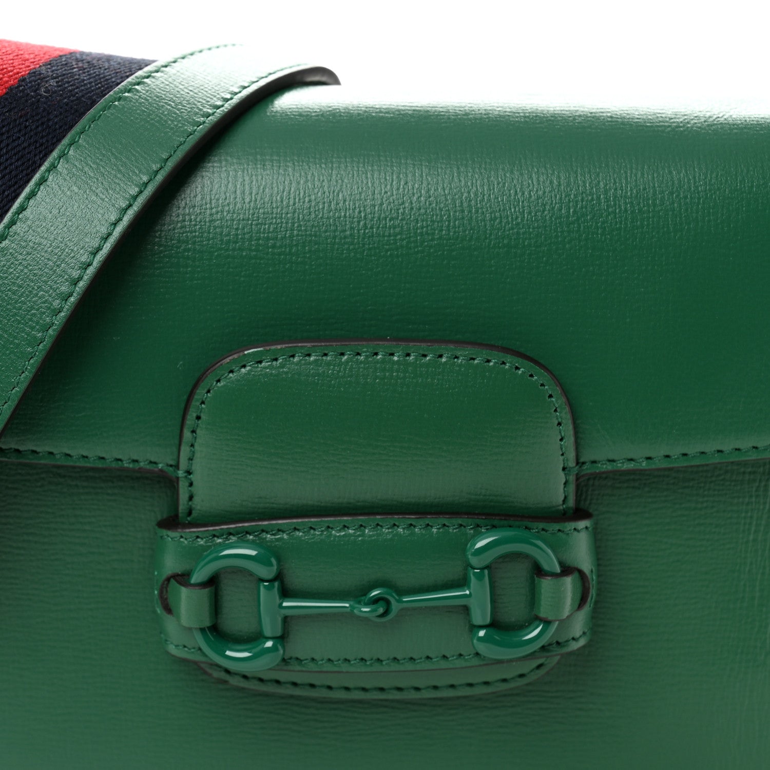 Azalea Calfskin Web Monochrome Horsebit 1955 Shoulder Bag Emerald