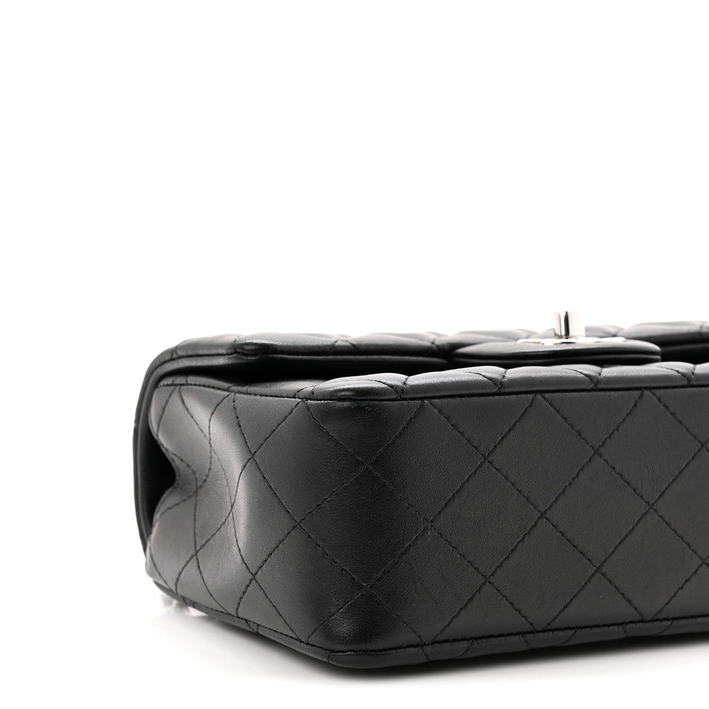 Lambskin Quilted Mini Rectangular Flap Black