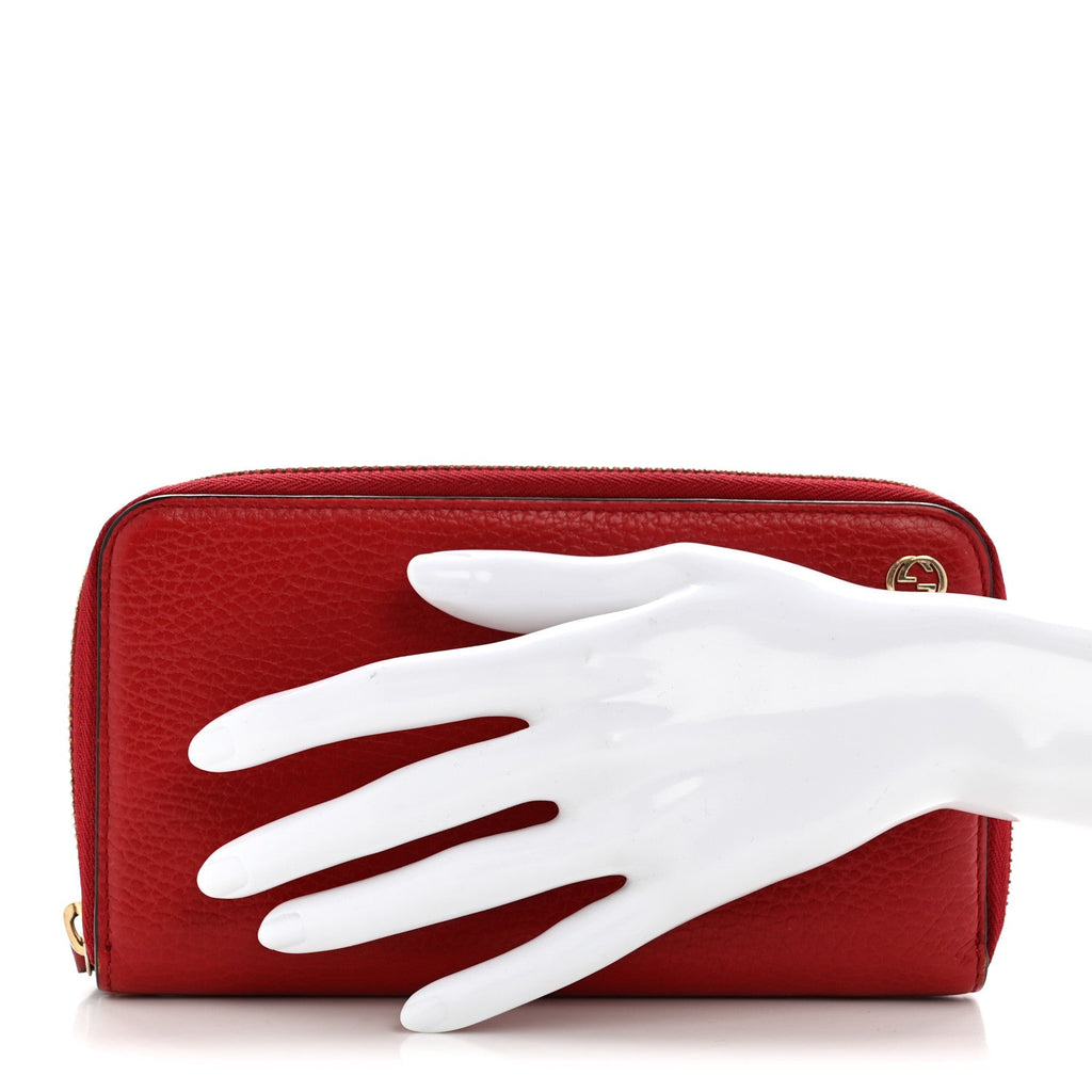 Dollar Calfskin GG Zip Around Wallet Red