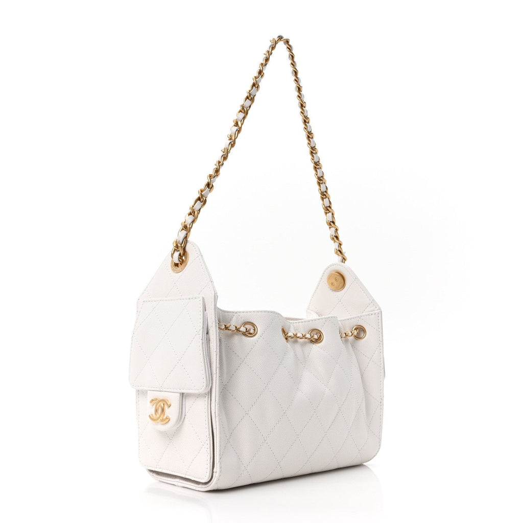 Caviar Quilted Mini Chanel 25 Handbag White