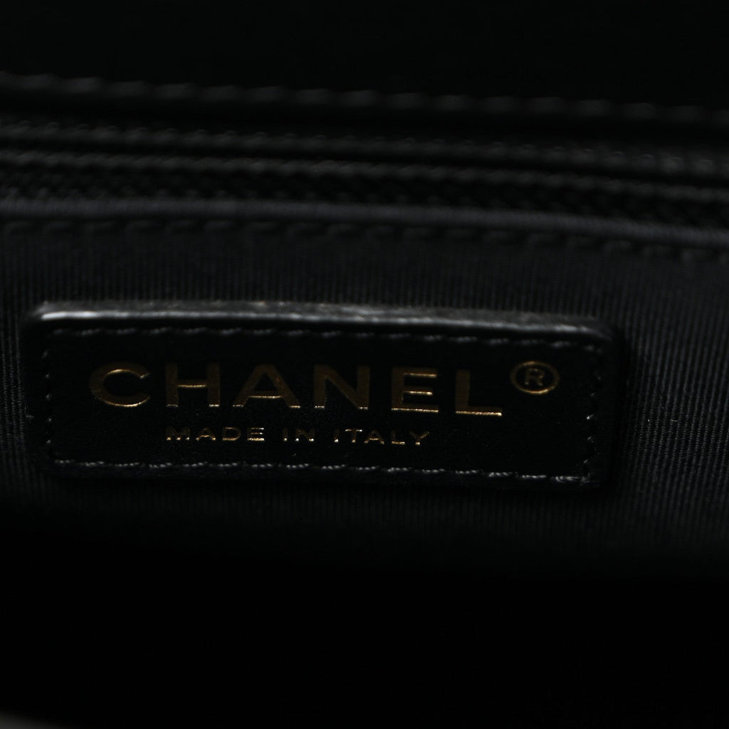 Aged Calfskin Small Charms Shopping Bag Black
