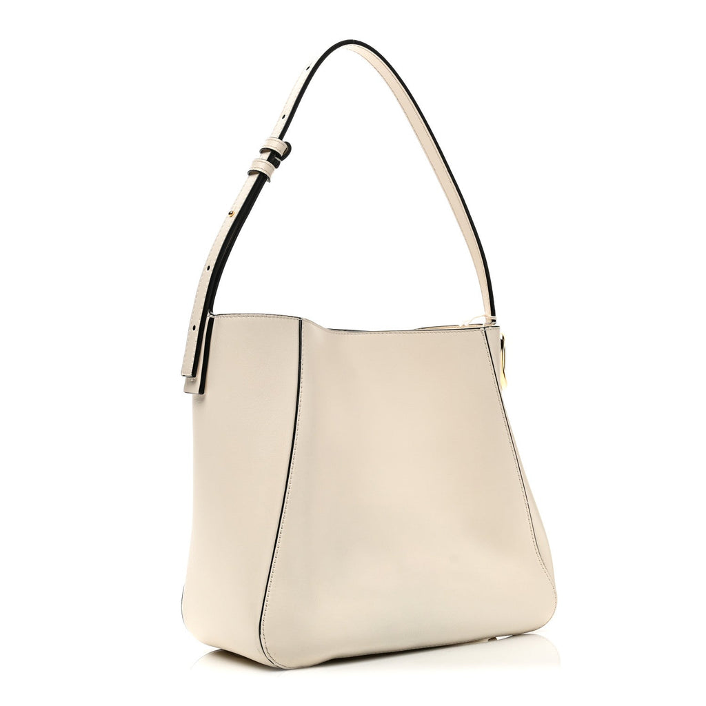 Calfskin VLogo Bucket Bag White
