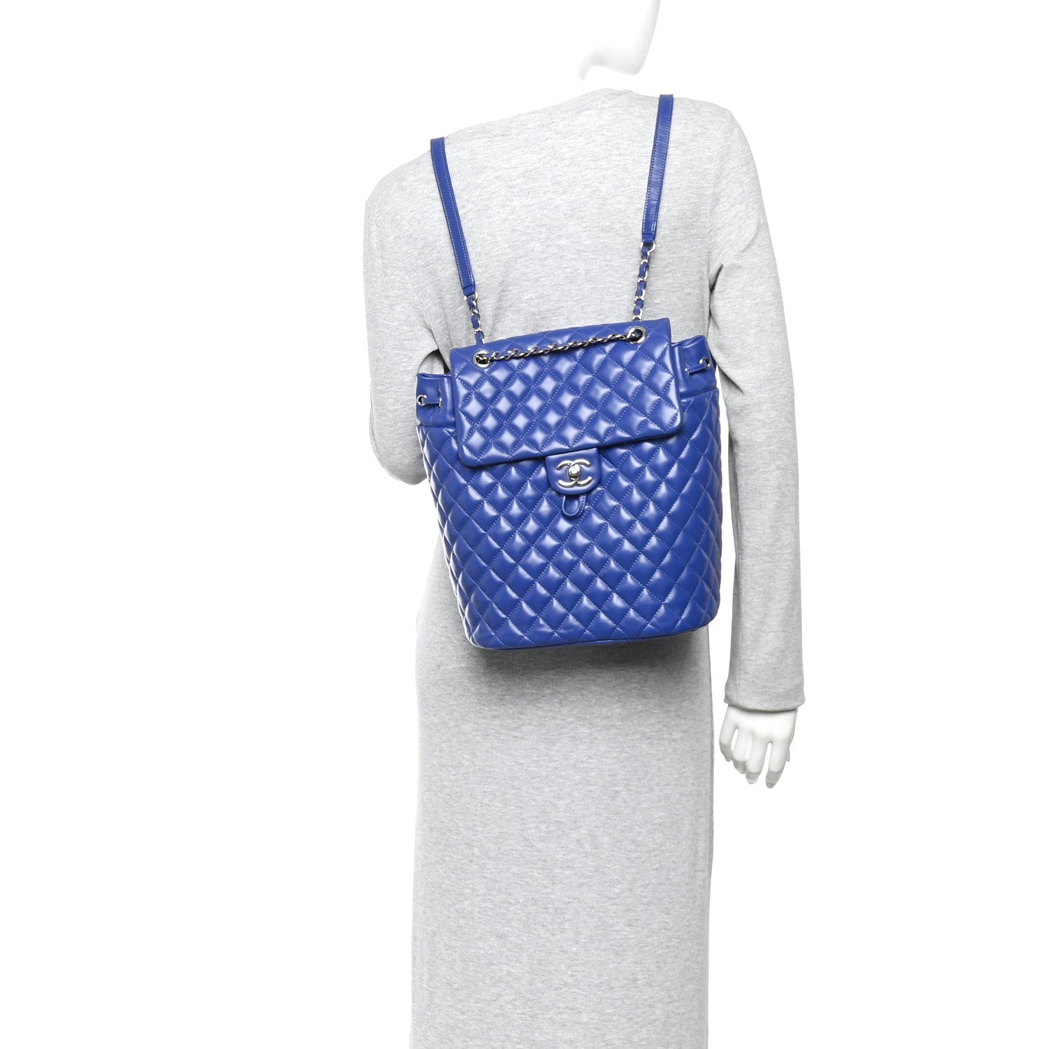 Lambskin Quilted Large Urban Spirit Backpack Blue