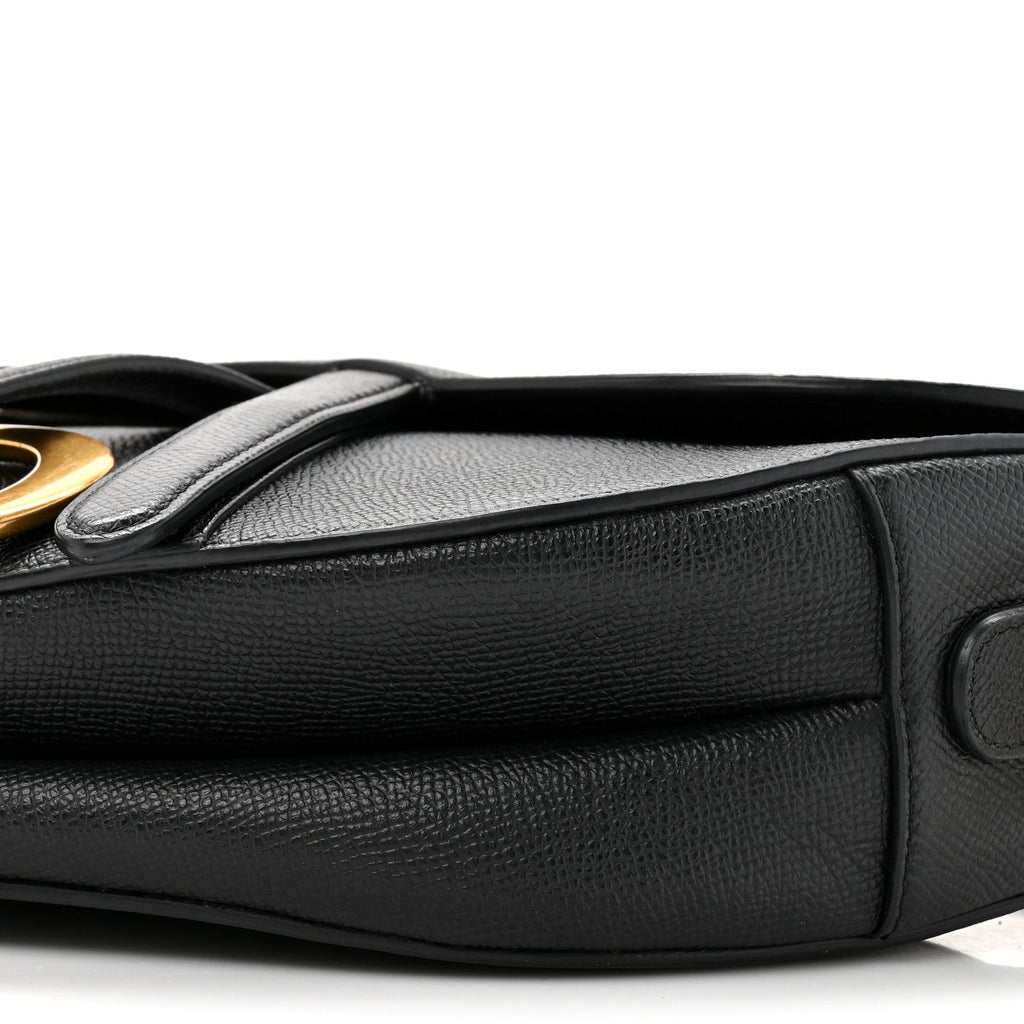 Grained Calfskin Saddle Bag Black