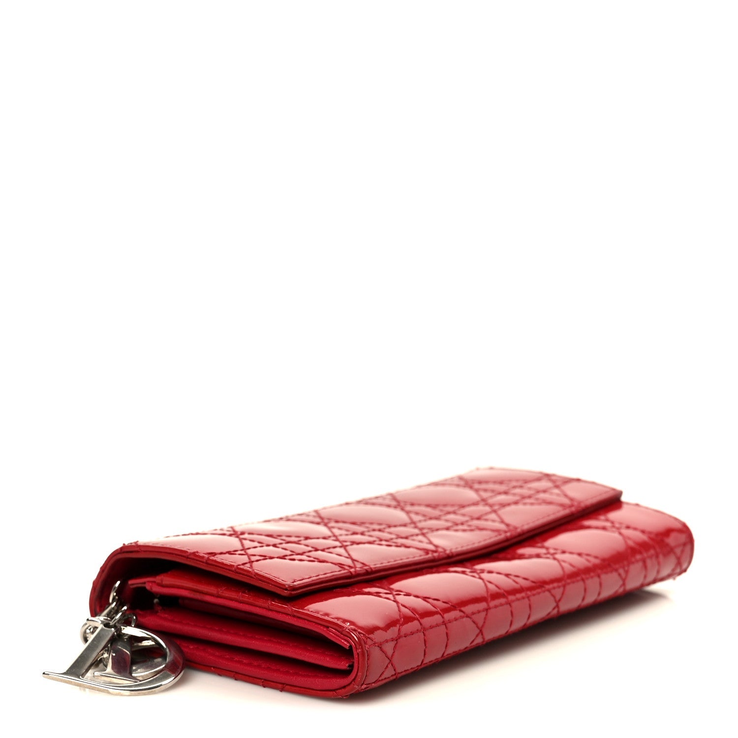 Patent Cannage Lady Dior Rendezvous Wallet On Chain Red