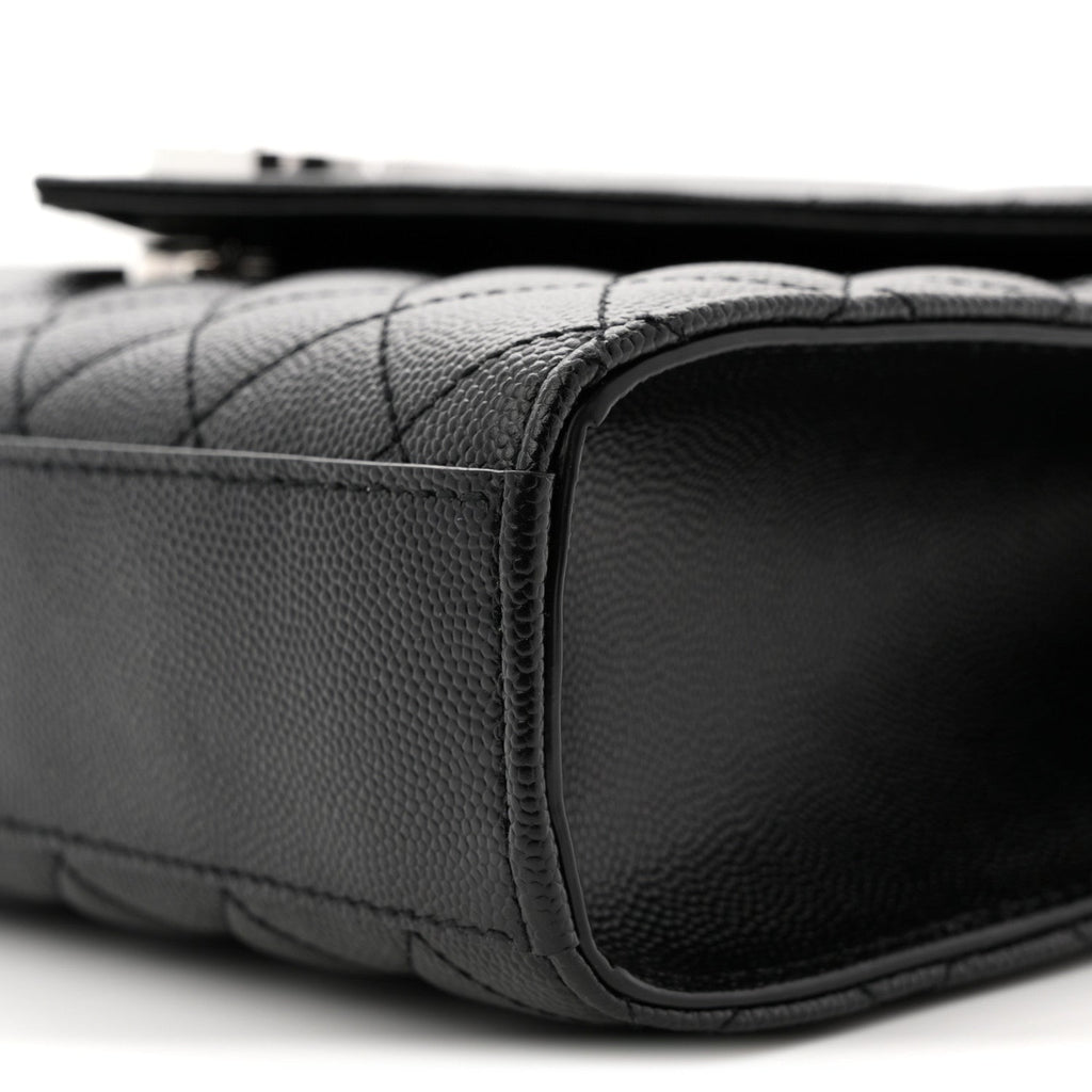 Grain De Poudre Textured Mixed Matelasse Triquilt Medium Monogram Satchel Black