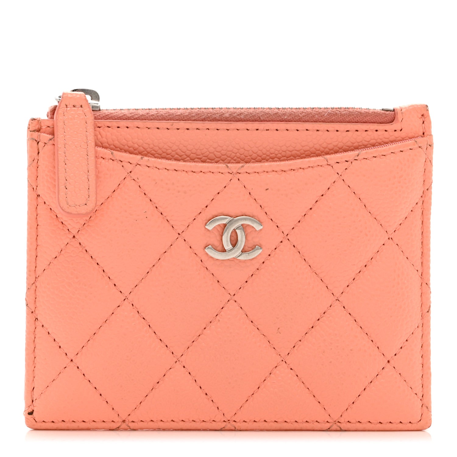 Caviar Quilted CC Zip  Holder Pink