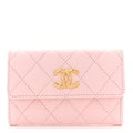 Caviar Quilted CC Flap  Holder Rose