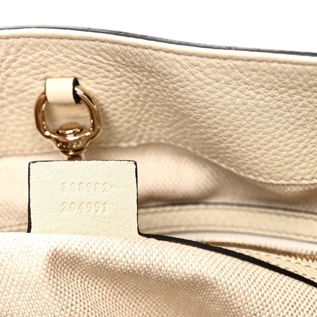 Pebbled Calfskin Medium Soho Chain Shoulder Bag  Off White