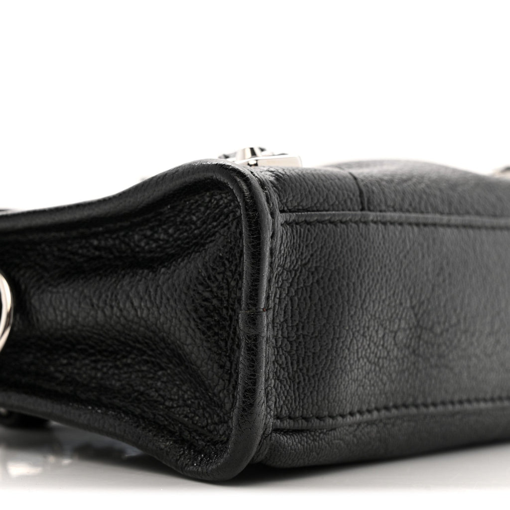 Chevre Silver Metallic Edge Hardware Nano City Black