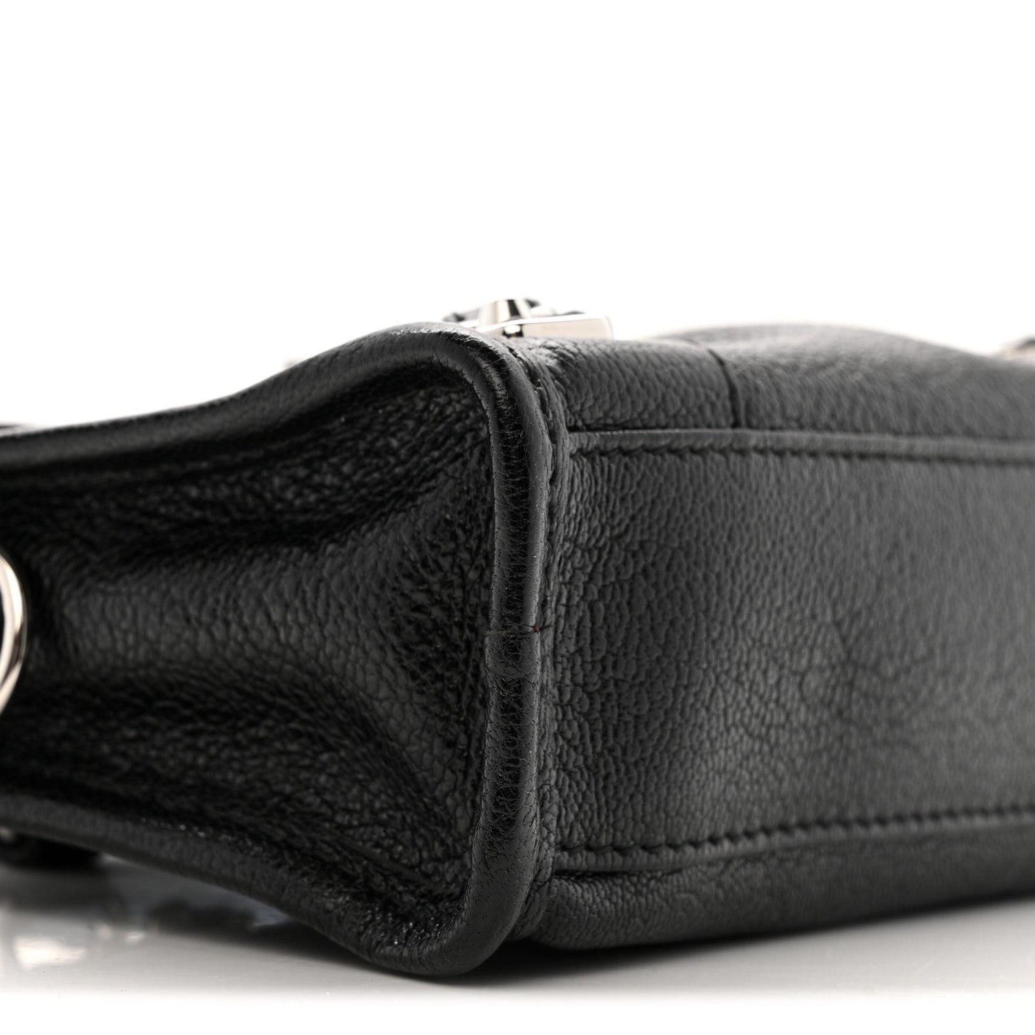Chevre Silver Metallic Edge Hardware Nano City Black