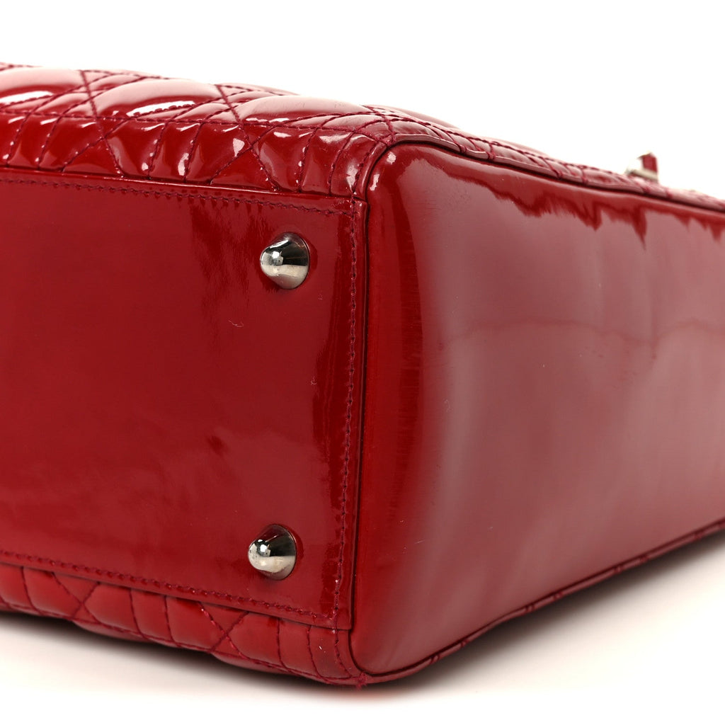 Patent Cannage Large Lady Dior Red