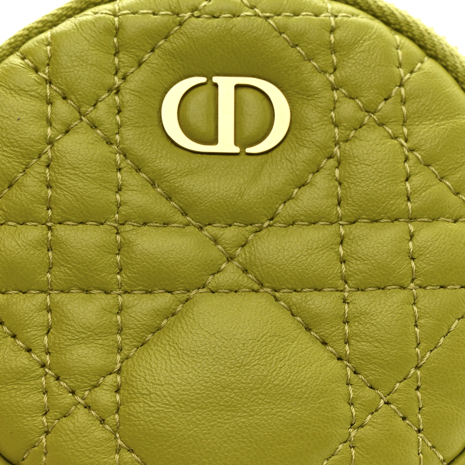 Lambskin Mini Cannage Round Caro Crossbody Pouch Lime