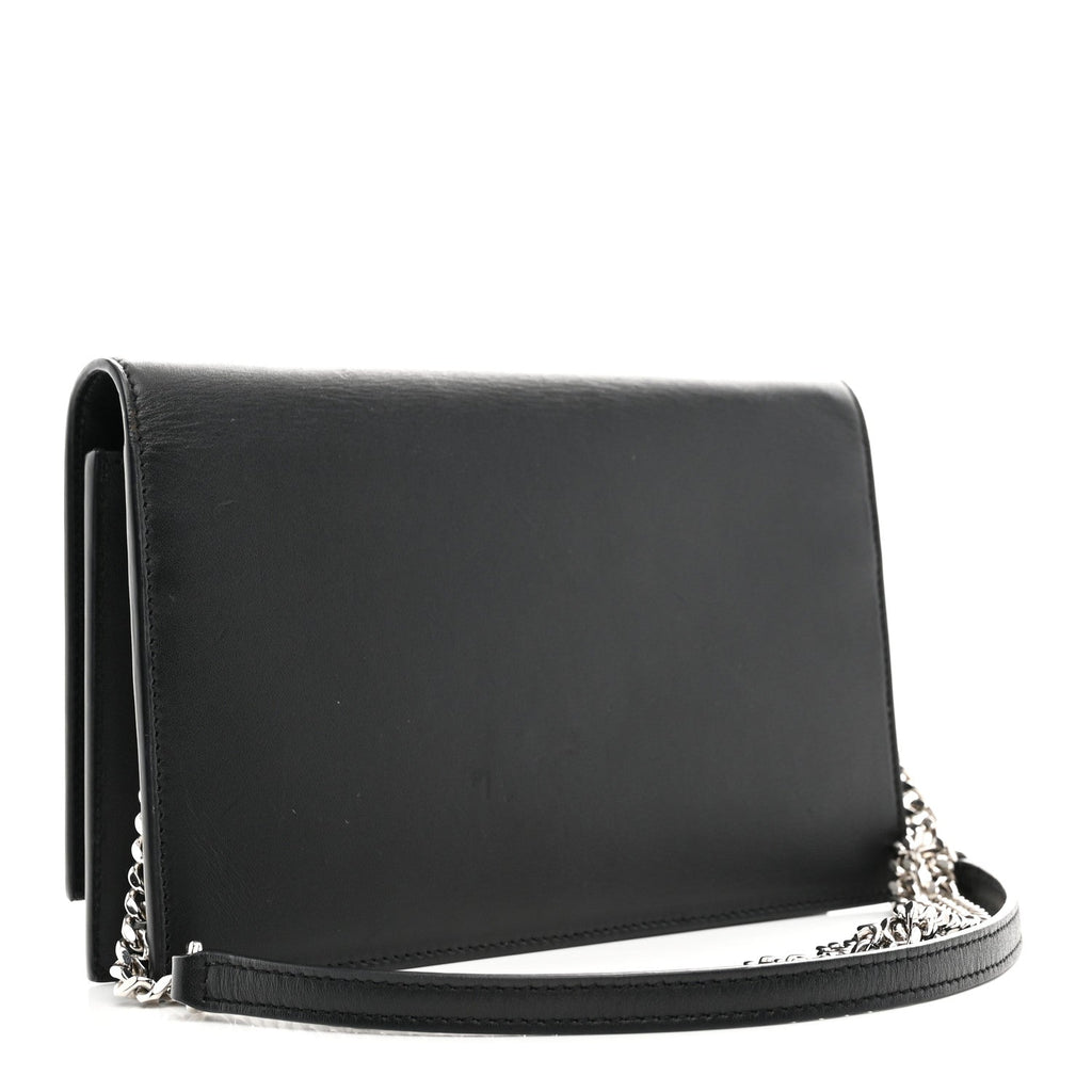 Smooth Calfskin Classic Monogram Kate Tassel Chain Wallet Black