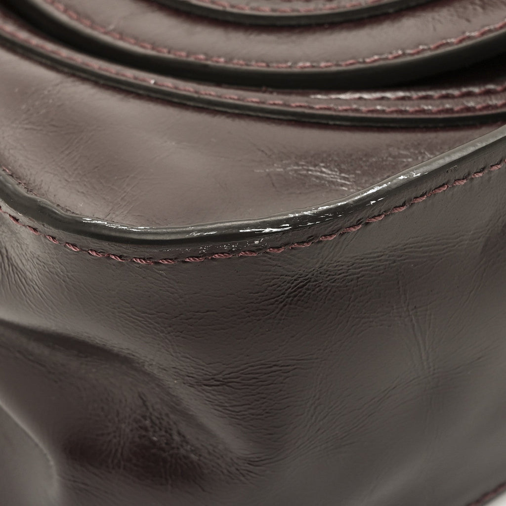 Shiny Calfskin Small Marcie Satchel  Auburn Red