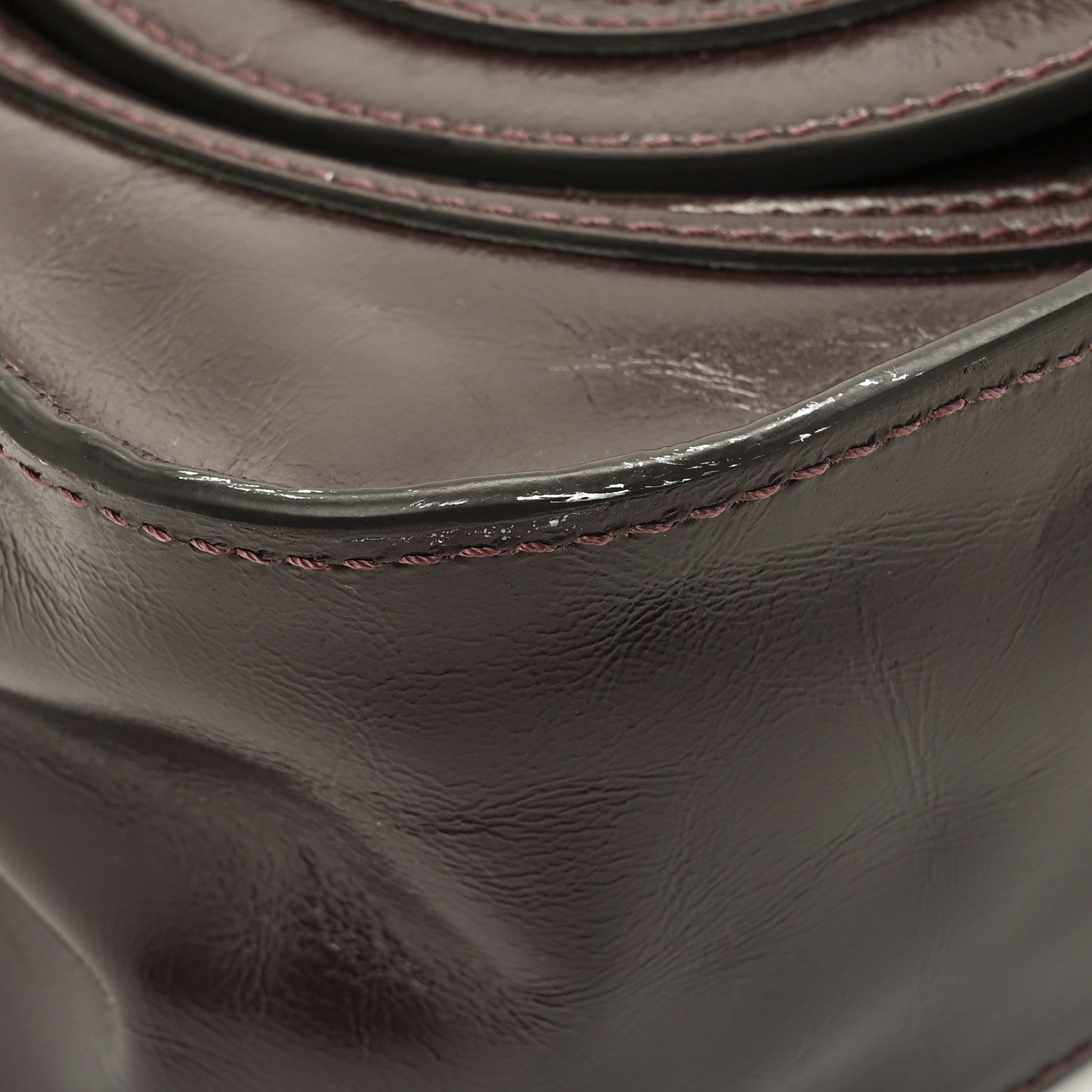 Shiny Calfskin Small Marcie Satchel  Auburn Red