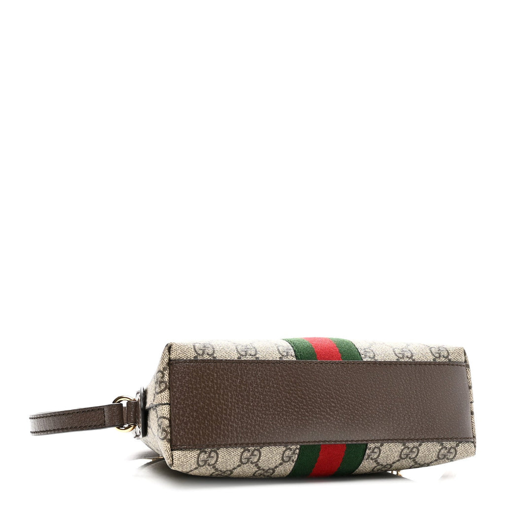 GG Supreme Monogram Textured Dollar Calfskin Web Small Ophidia Dome Shoulder Bag Beige Ebony New Acero