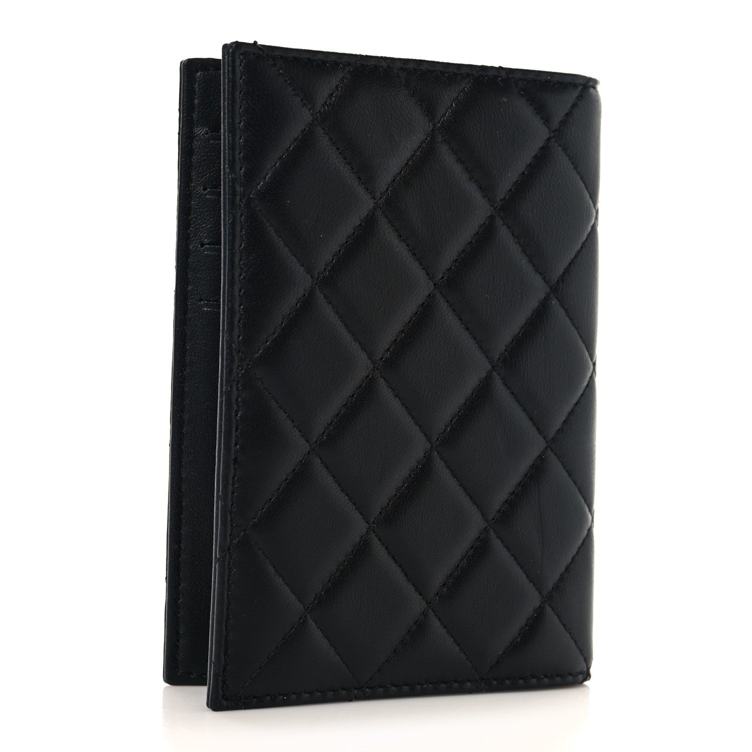 Lambskin Quilted Lucky Charms Passport Holder Black