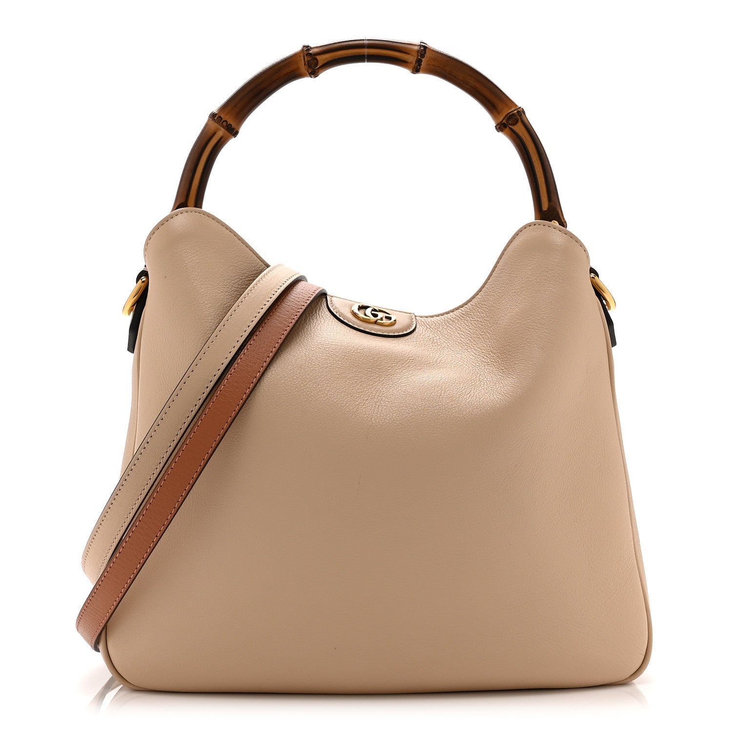 Softy Wonka Textured Dollar Calfskin Medium Diana Shoulder Bag Light Beige