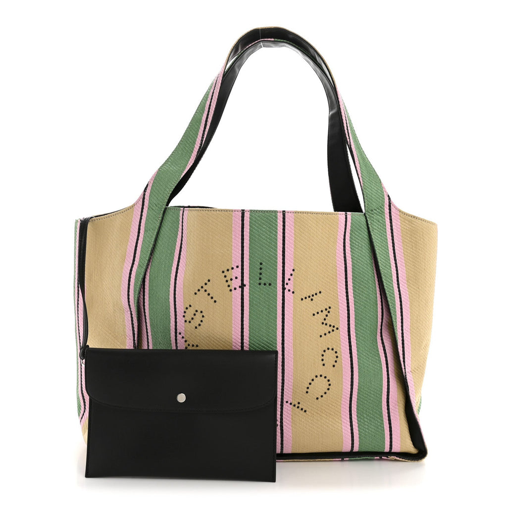 Raffia Striped Logo Tote Multicolor