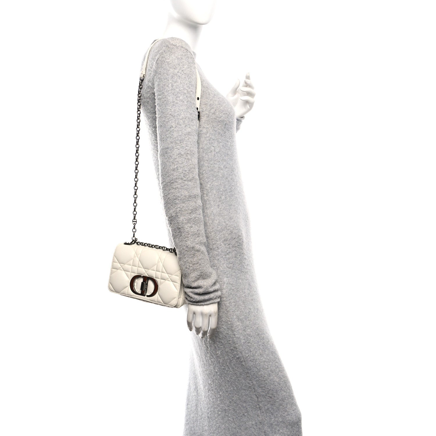 Calfskin Macrocannage Small Caro Bag White