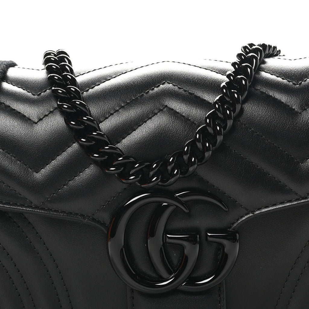 Calfskin Matelasse Monochrome GG Marmont Crossbody Shoulder Bag Black