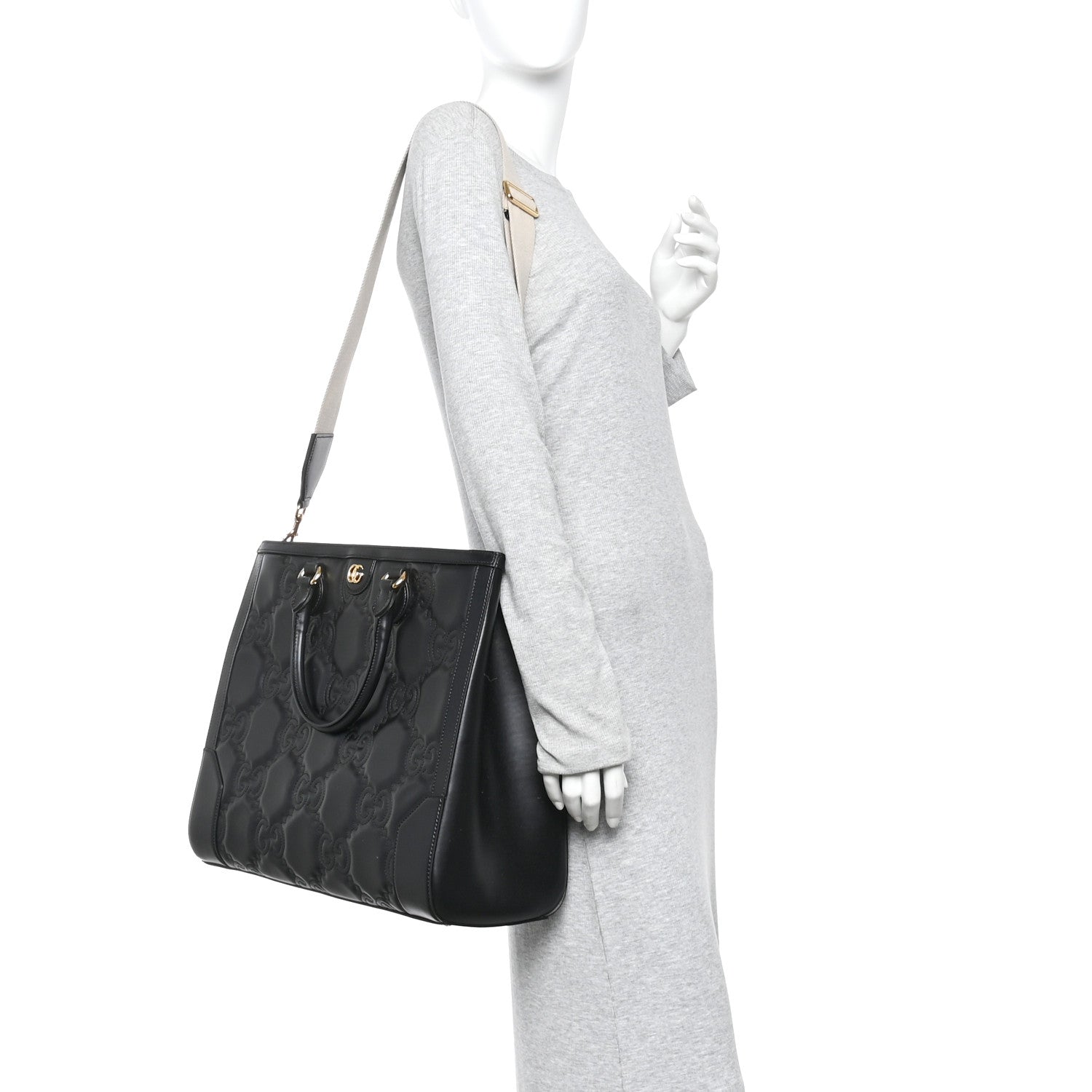 Calfskin GG Matelasse Tote Bag Black