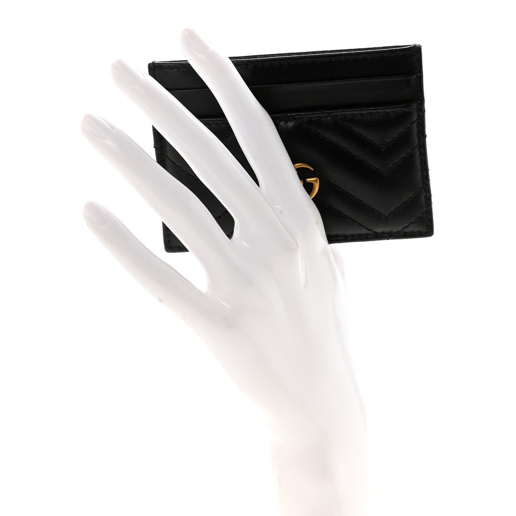 Calfskin Matelasse GG Marmont  Holder Black