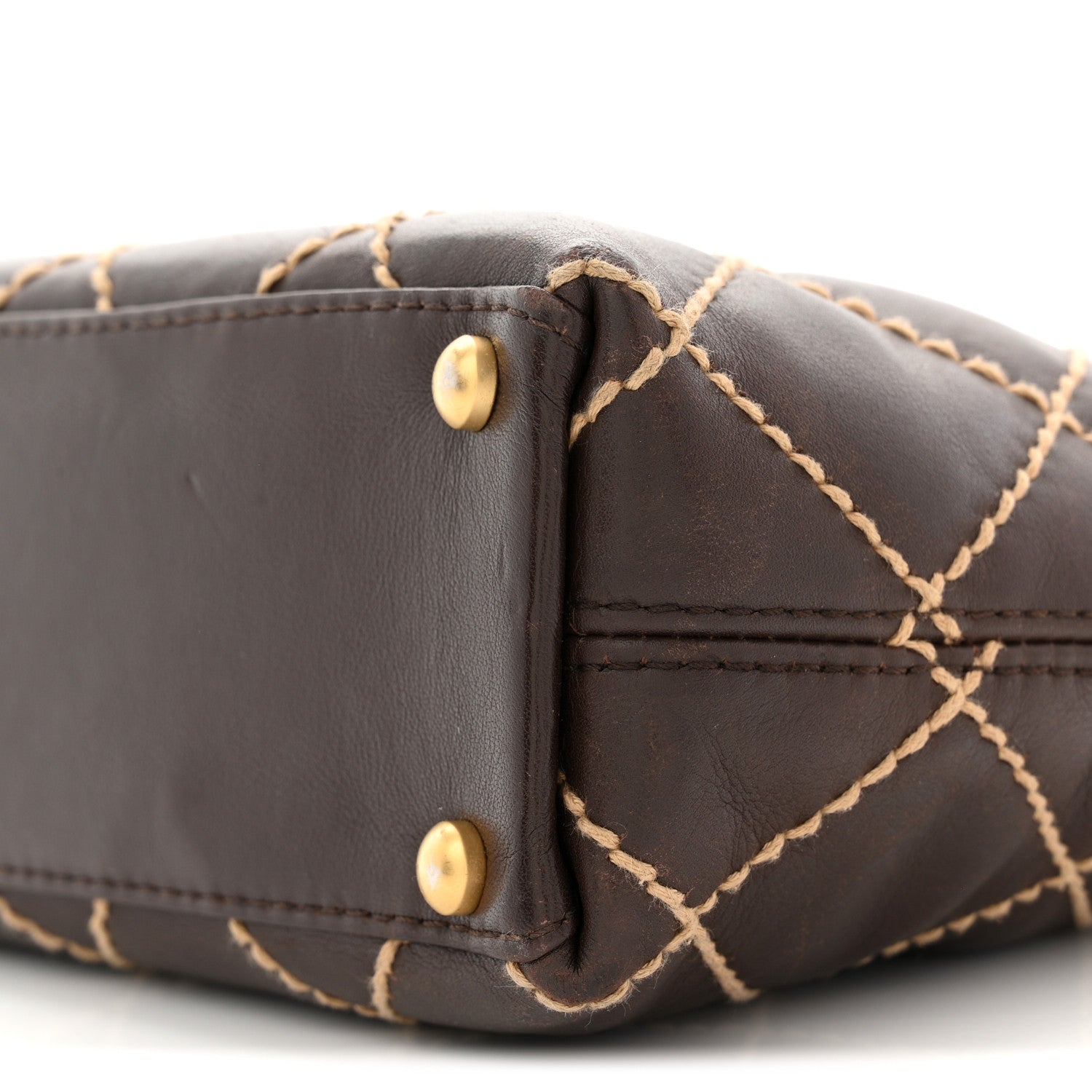 Calfskin Wild Stitch Tote Brown