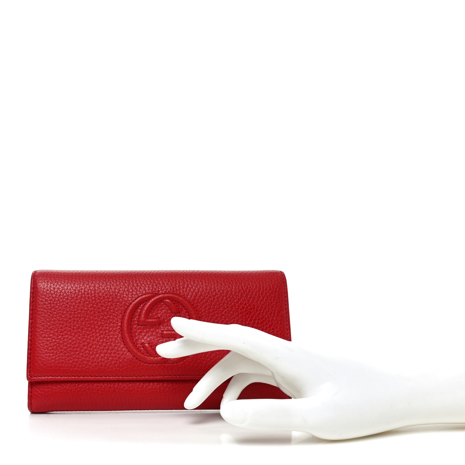 Pebbled Calfskin Large Soho Continental Wallet Red