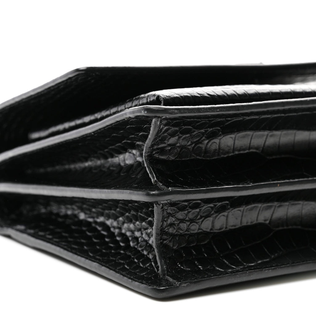 Calfskin Crocodile Embossed Medium Monochrome Monogram Sunset Black
