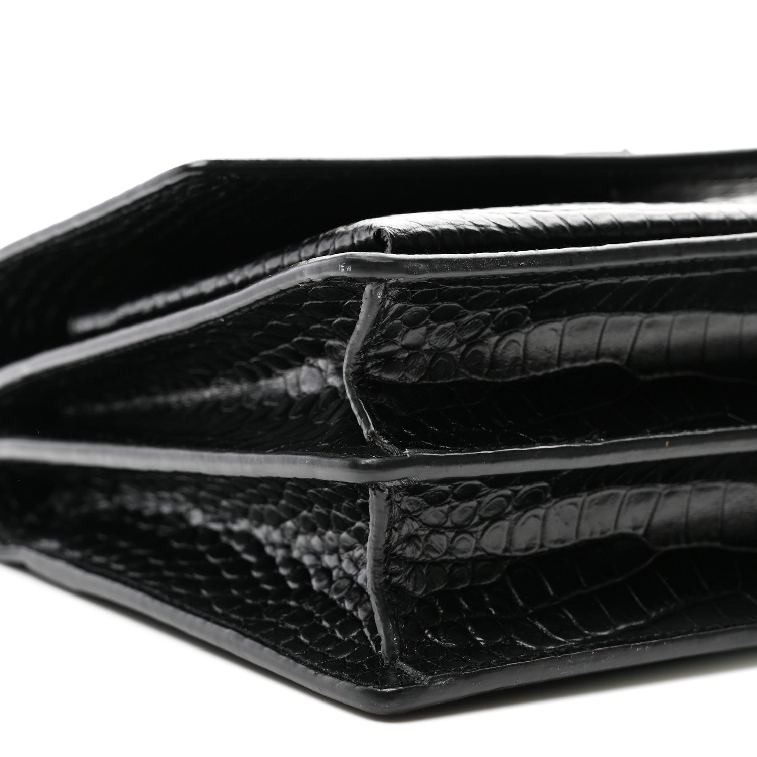 Calfskin Crocodile Embossed Medium Monochrome Monogram Sunset Black