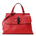 Cellarius Calfskin Small Bamboo Daily Top Handle Bag Hibiscus Red