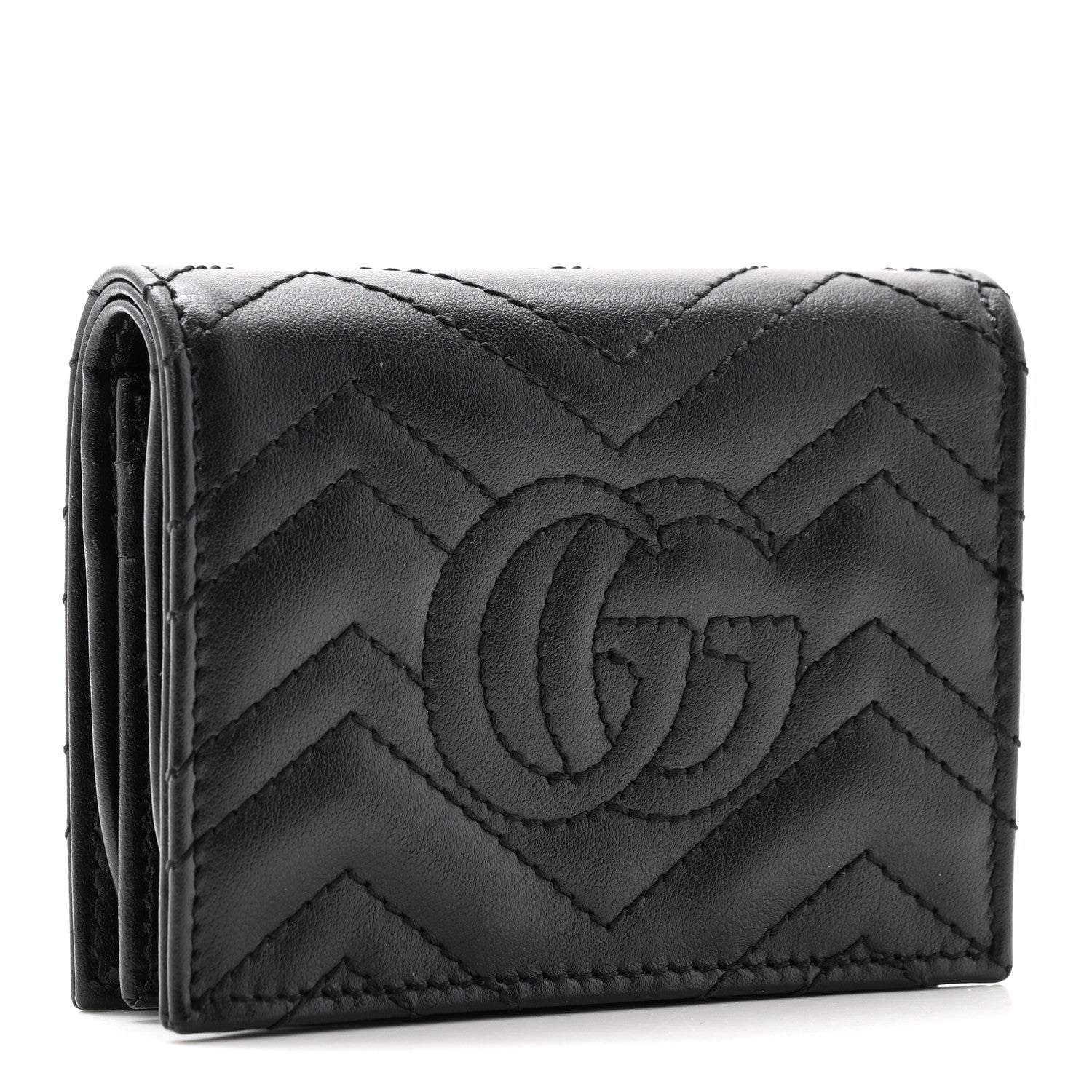 Calfskin Matelasse GG Marmont  Case Wallet Black