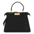 Vitello Seta Shiny Nappa Medium Peekaboo I SEE U Satchel Black Light Rose