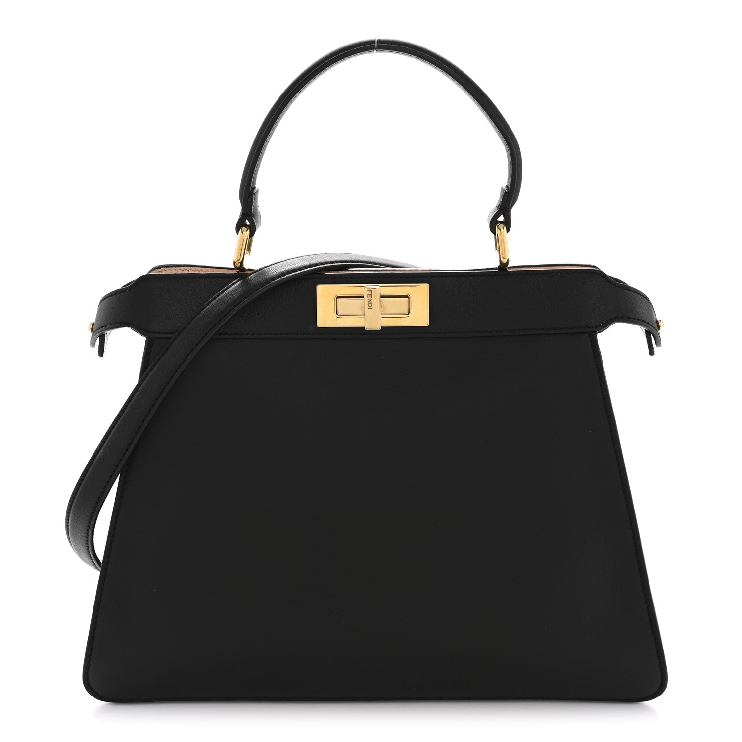 Vitello Seta Shiny Nappa Medium Peekaboo I SEE U Satchel Black Light Rose