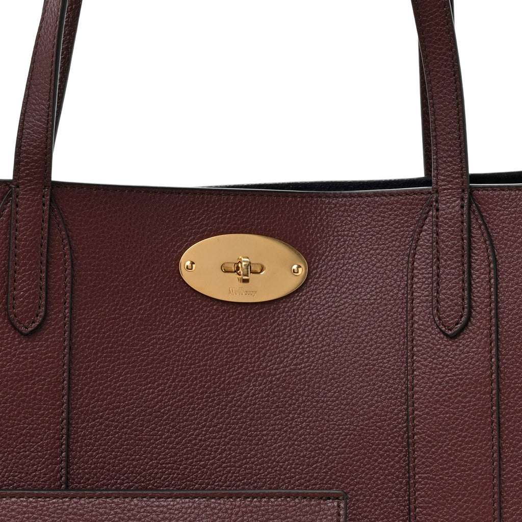Small Classic Grain Bayswater Tote Burgundy Oxford Blue