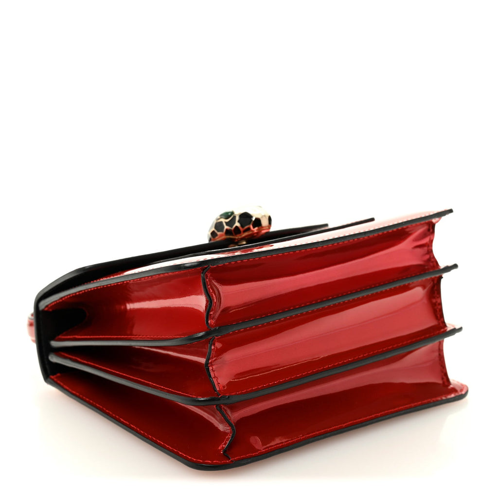 Metallic Calfskin Serpenti Forever Top Handle Dark Red
