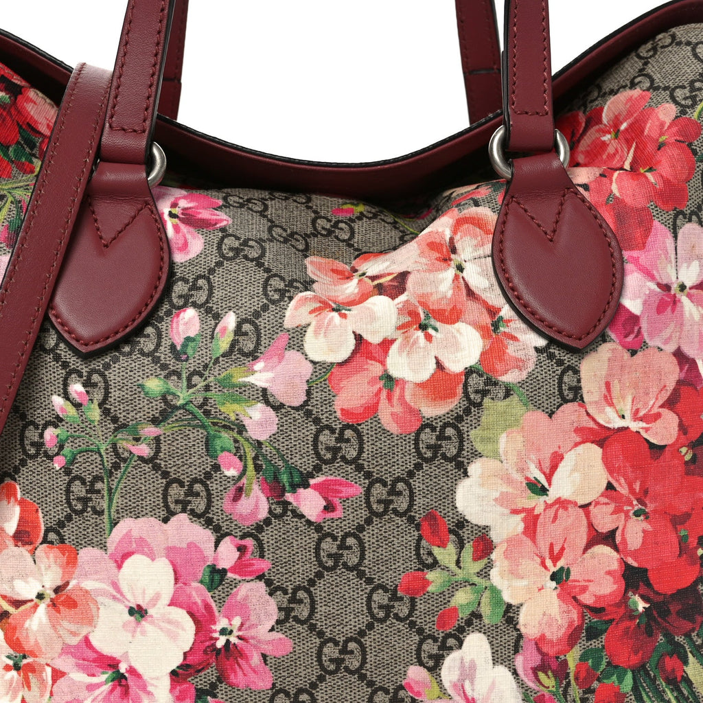 GG Supreme Monogram Blooms Linea A Foldover Tote Beige Multicolor Dry Rose