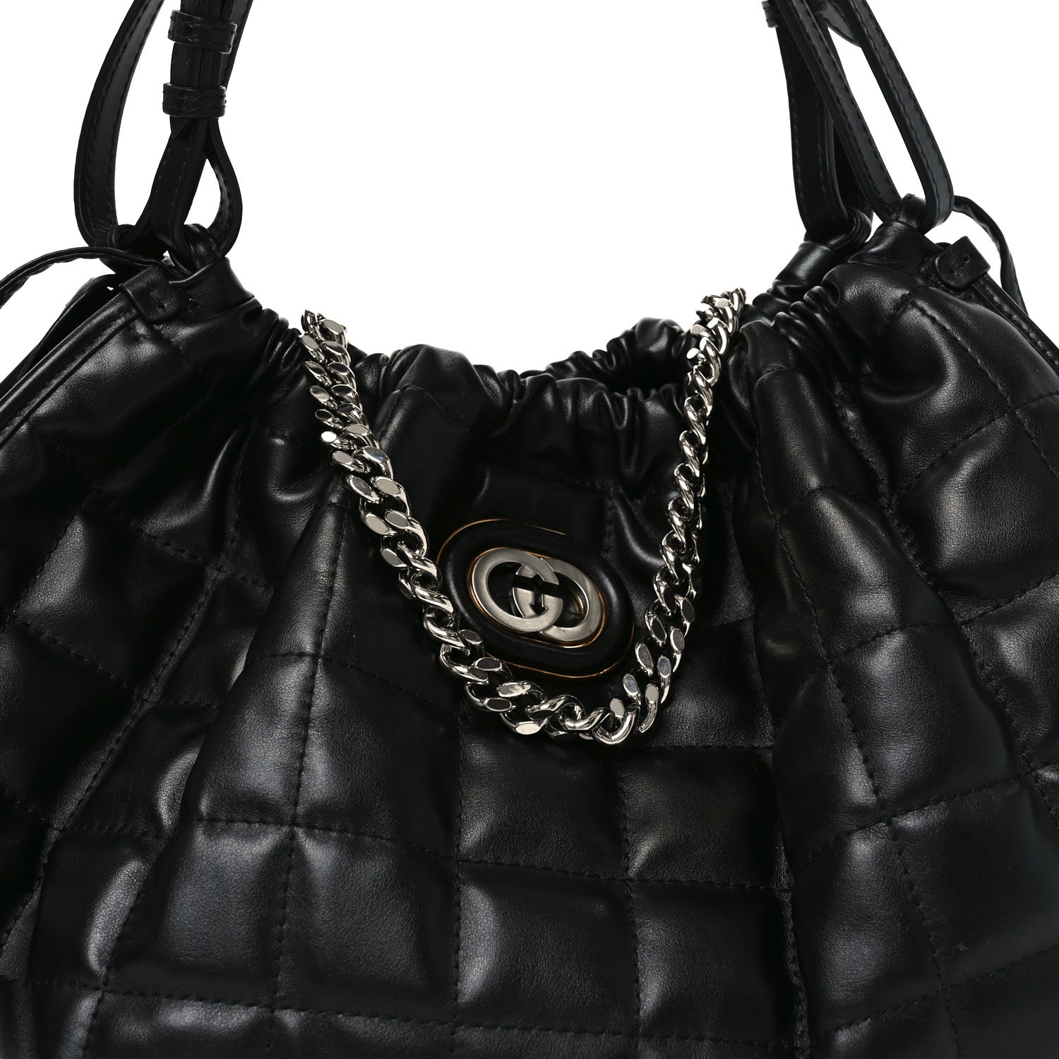 Calfskin Quilted Medium Deco Tote Bag Black