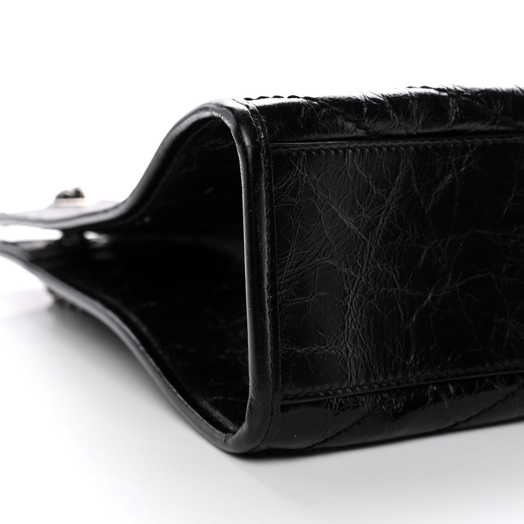 Crinkled Calfskin Matelasse Monogram Medium Niki Shopper Tote Black