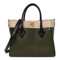 Calfskin Monogram On My Side MM Laurier Green Toffee Latte Beige