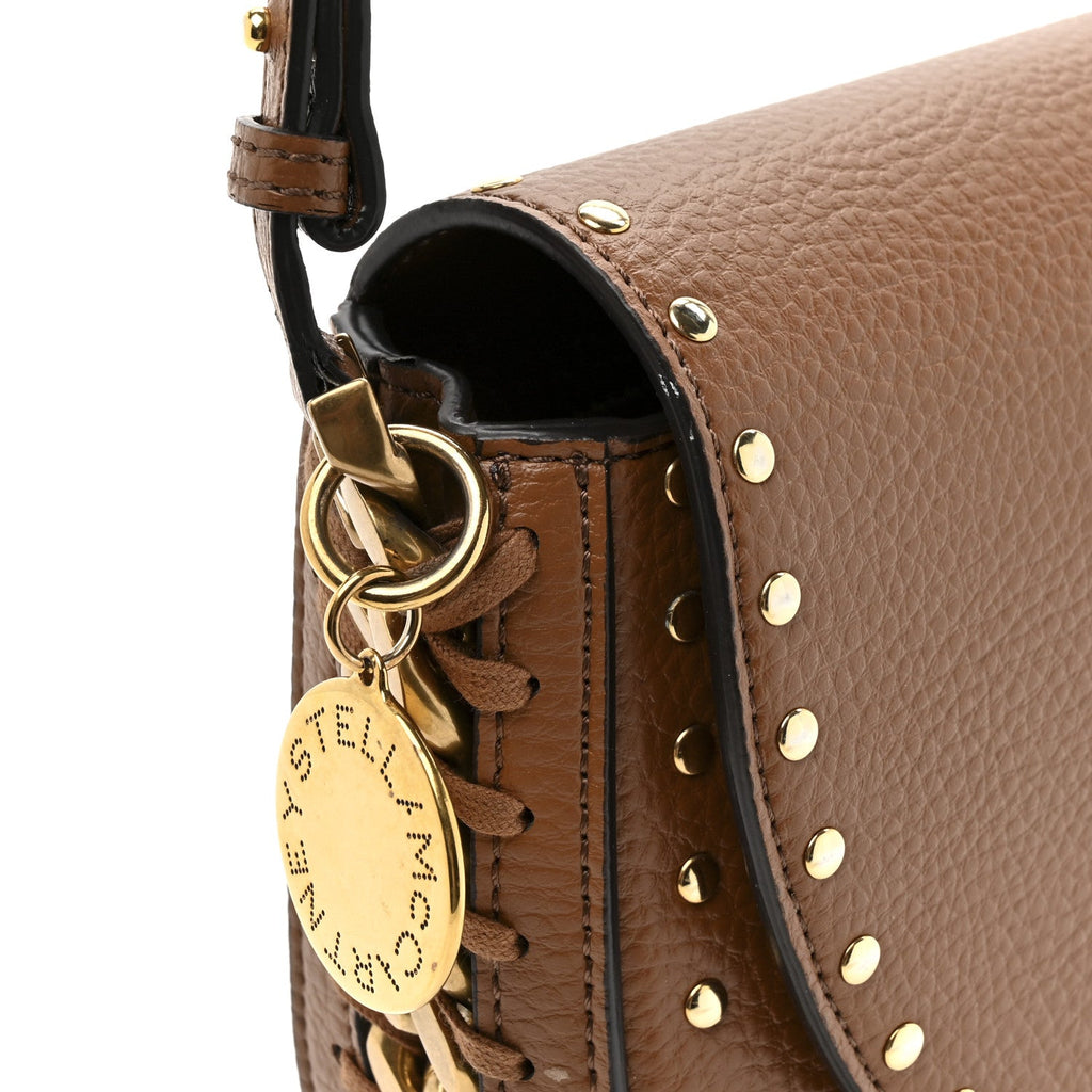 Eco Grainy Alter Mat Studded Frayme Flap Shoulder Bag Pecan