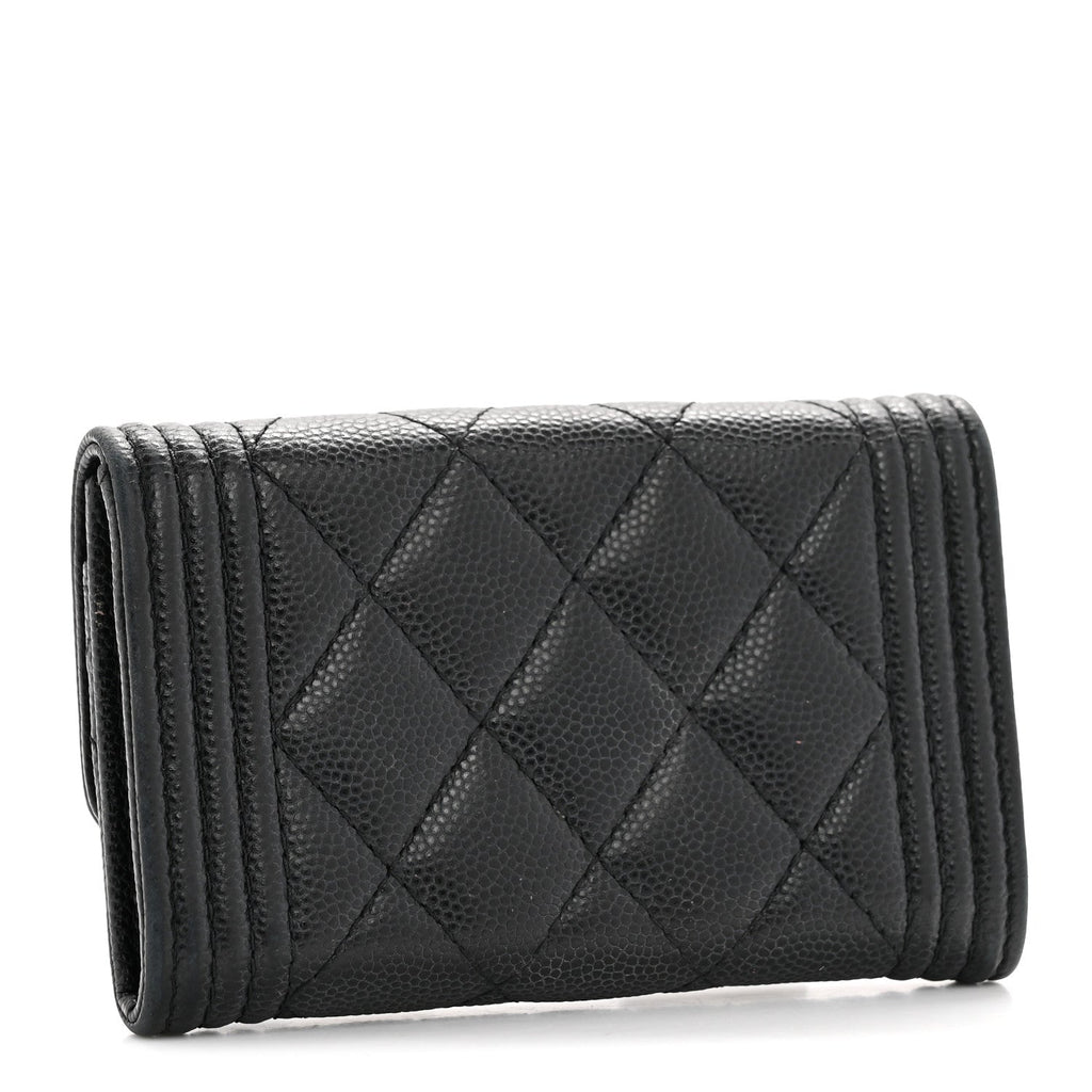 Caviar Quilted Boy Flap  Holder Black